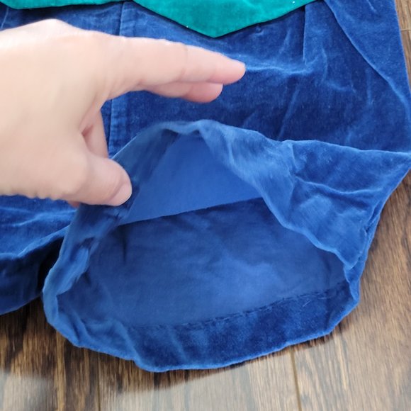 Vintage Boys Romper Suit Velvet One Piece Boy Zippered Sleeveless Blue Green 4T - Picture 6 of 10